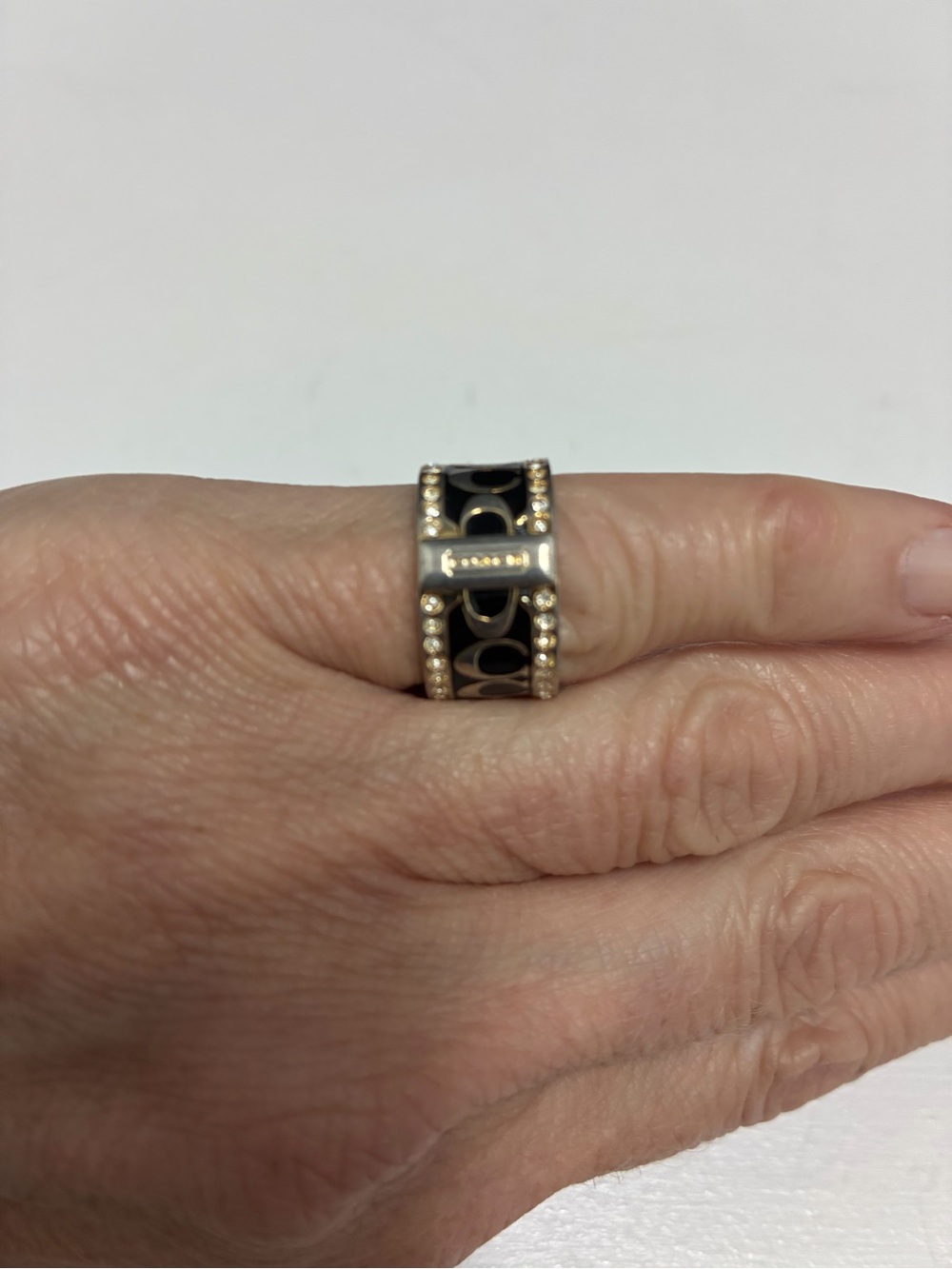Coach Black Enamel Women's Statement Ring